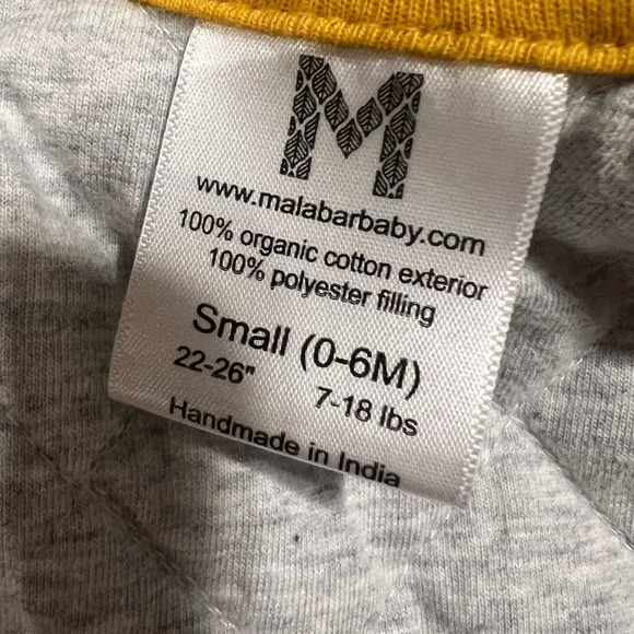 Malabar Baby Sleep Sack Gray and Yellow Organic Cotton Size Small 0-6 Months - Picture 4 of 4